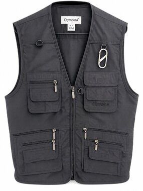 OlympinA Black Utility Fishing Vest Men's Medium Multi Pocket Father's day